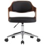Swivel office chair with curved wood and black synthetic leather by vidaXL, Office chairs - Ref: Foro24-3054848, Price: 159,7...