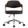 Swivel office chair with curved wood and black synthetic leather by vidaXL, Office chairs - Ref: Foro24-3054848, Price: 156,8...