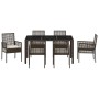Conjunto de Comedor de Jardín 7 pcs Marrón Poliratán
