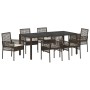 Conjunto de Comedor de Jardín 7 pcs Marrón Poliratán