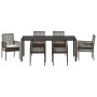 Conjunto de Comedor de Jardín 7 pcs Marrón Poliratán