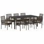 Conjunto de Comedor de Jardín 9 pcs Marrón Poliratán