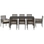 Conjunto de Comedor de Jardín 9 pcs Marrón Poliratán