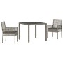 Conjunto de Comedor de Jardín 3 pcs Gris Poliratán