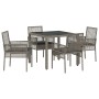 Conjunto de Comedor de Jardín 5 pcs Gris Poliratán