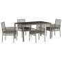 Conjunto de Comedor de Jardín 5 pcs Gris Poliratán
