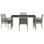 Conjunto de Comedor de Jardín 5 pcs Gris Poliratán