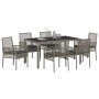 Conjunto de Comedor de Jardín 7 pcs Gris Poliratán