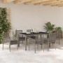 Conjunto de Comedor de Jardín 7 pcs Gris Poliratán