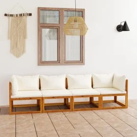 3-Sitzer-Gartensofa mit cremefarbenem Kissen aus massivem Akazienholz von vidaXL, Gartensets - Ref: Foro24-3057639, Preis: 45...