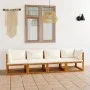 3-Sitzer-Gartensofa mit cremefarbenem Kissen aus massivem Akazienholz von vidaXL, Gartensets - Ref: Foro24-3057639, Preis: 45...