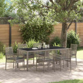 Conjunto de Comedor de Jardín 7 pcs Gris Poliratán