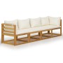 3-seater garden sofa with cream-colored solid acacia wood cushion by vidaXL, Garden sets - Ref: Foro24-3057639, Price: 433,54...