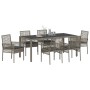Conjunto de Comedor de Jardín 7 pcs Gris Poliratán