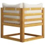 3-seater garden sofa with cream-colored solid acacia wood cushion by vidaXL, Garden sets - Ref: Foro24-3057639, Price: 433,54...