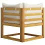3-Sitzer-Gartensofa mit cremefarbenem Kissen aus massivem Akazienholz von vidaXL, Gartensets - Ref: Foro24-3057639, Preis: 45...