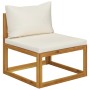 3-seater garden sofa with cream-colored solid acacia wood cushion by vidaXL, Garden sets - Ref: Foro24-3057639, Price: 433,54...