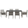 Conjunto de Comedor de Jardín 7 pcs Gris Poliratán