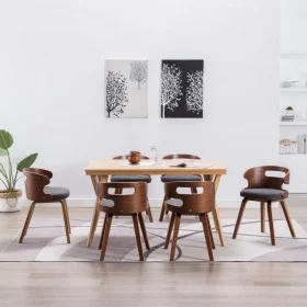 Esszimmerstühle 6 Einheiten aus gebogenem Holz und dunkelgrauem Stoff von vidaXL, Essstühle - Ref: Foro24-278851, Preis: 805,...