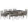 Conjunto de Comedor de Jardín 9 pcs Gris Poliratán