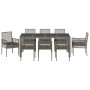 Conjunto de Comedor de Jardín 9 pcs Gris Poliratán