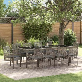 Conjunto de Comedor de Jardín 11 pcs Gris Poliratán