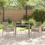 Conjunto de Comedor de Jardín 3 pcs Beige Poliratán