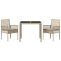 Conjunto de Comedor de Jardín 3 pcs Beige Poliratán