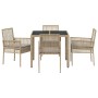 Conjunto de Comedor de Jardín 5 pcs Beige Poliratán