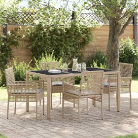 Conjunto de Comedor de Jardín 5 pcs Beige Poliratán