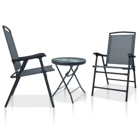 Mesa y sillas de bistró 3 piezas acero gris by vidaXL, Garden sets - Ref: Foro24-3054571, Price: 122,91 €, Discount: %