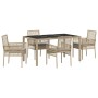 Conjunto de Comedor de Jardín 5 pcs Beige Poliratán