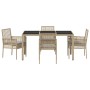 Conjunto de Comedor de Jardín 5 pcs Beige Poliratán
