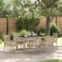 Conjunto de Comedor de Jardín 7 pcs Beige Poliratán