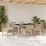 Conjunto de Comedor de Jardín 7 pcs Beige Poliratán