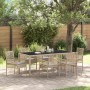 Conjunto de Comedor de Jardín 7 pcs Beige Poliratán