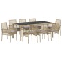 Conjunto de Comedor de Jardín 9 pcs Beige Poliratán