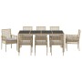 Conjunto de Comedor de Jardín 9 pcs Beige Poliratán