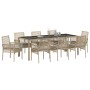 Conjunto de Comedor de Jardín 9 pcs Beige Poliratán