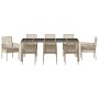 Conjunto de Comedor de Jardín 9 pcs Beige Poliratán