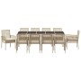 Conjunto de Comedor de Jardín 11 pcs Beige Poliratán