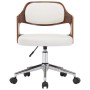 Drehbarer Bürostuhl aus gebogenem Holz, weißem Kunstleder von vidaXL, Bürostühle - Ref: Foro24-3054849, Preis: 148,12 €, Raba...
