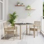 Conjunto de Comedor de Jardín 3 pcs Beige Poliratán