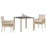 Conjunto de Comedor de Jardín 3 pcs Beige Poliratán