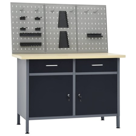 Workbench with three wall panels by vidaXL, Work tables - Ref: Foro24-3053428, Price: 370,67 €, Discount: %