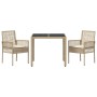 Conjunto de Comedor de Jardín 3 pcs Beige Poliratán