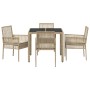 Conjunto de Comedor de Jardín 5 pcs Beige Poliratán