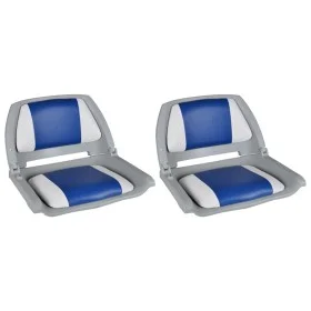 2x Asiento barco respaldo plegable cojín azul blanco 41x51x48cm by vidaXL, Sailboat parts - Ref: Foro24-279102, Price: 142,33...