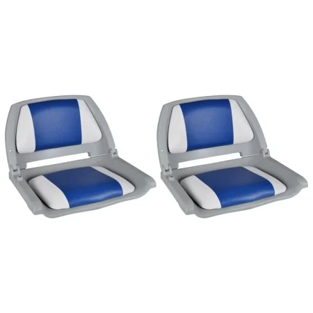 2x Asiento barco respaldo plegable cojín azul blanco 41x51x48cm by vidaXL, Sailboat parts - Ref: Foro24-279102, Price: 144,11...