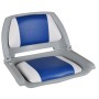 2x Asiento barco respaldo plegable cojín azul blanco 41x51x48cm